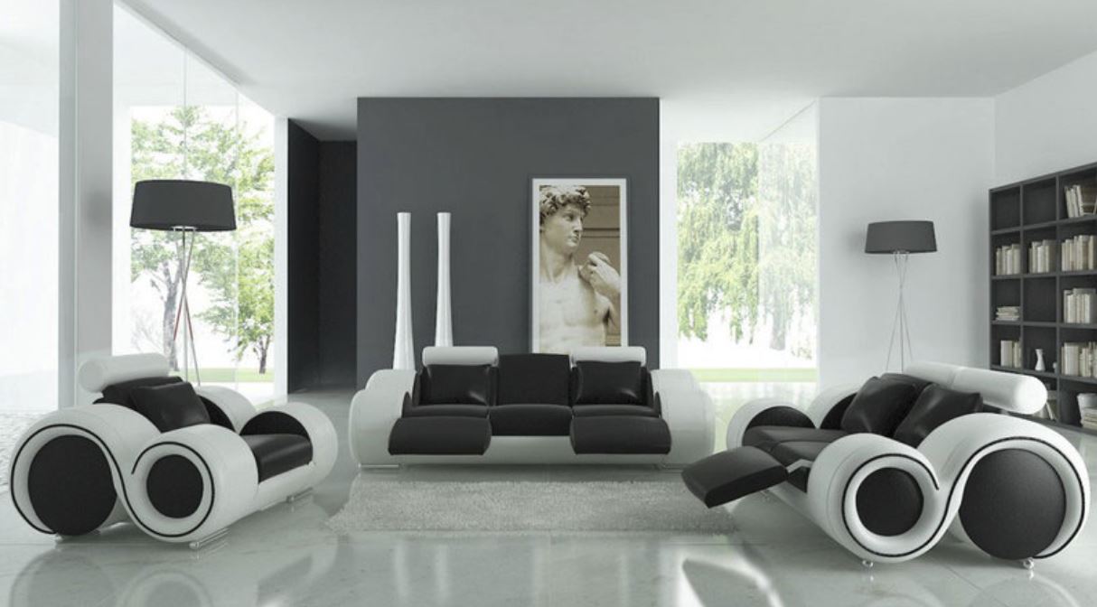 Black and White sofa very modern futuristic